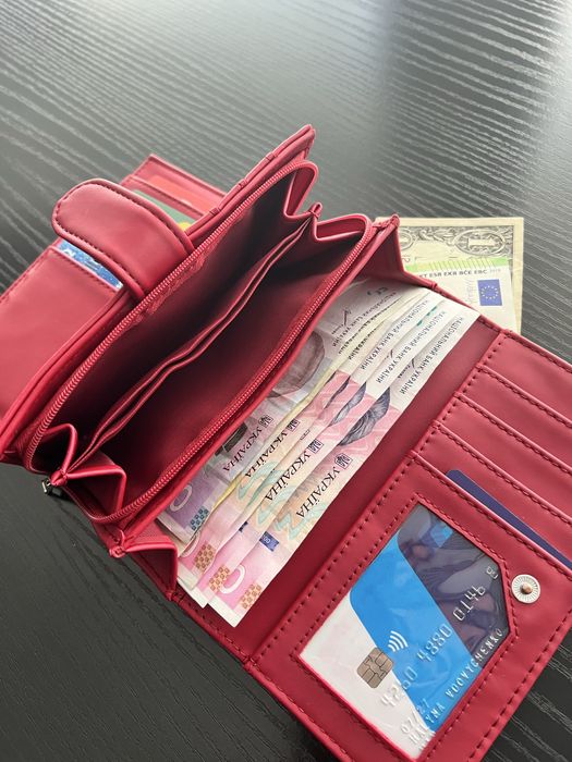 Гаманець червоний жіночий із нейлону , тканини
