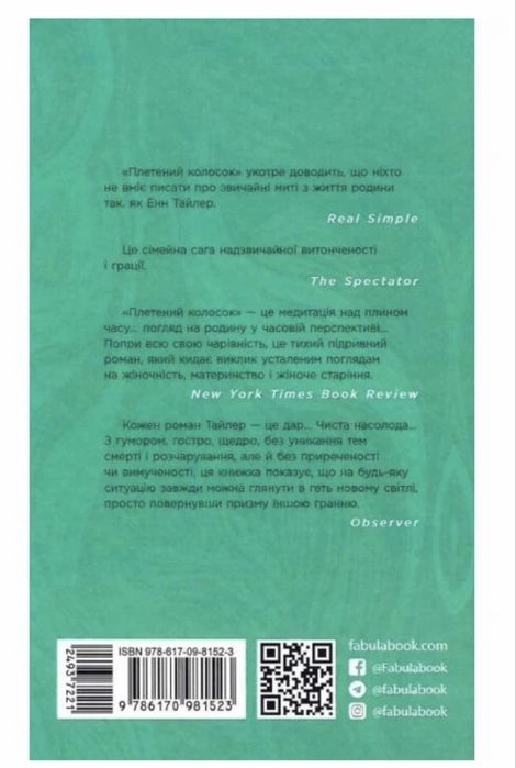 Художній роман бестселер «Плетений колосок», Енн Тайлер