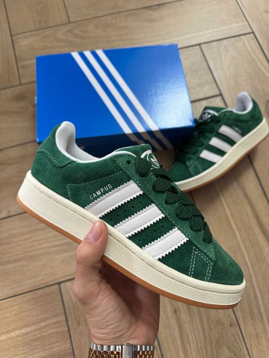 Nowe Skórzane Sneakersy Damskie Adidas Campus Ciemna Zieleń Zamszowe Trampki 36 2/3 Oryginalne