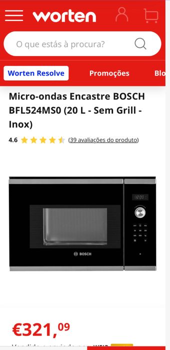 Micro-ondas Encastre BOSCH BFL524MS0 (20 L - Sem Grill - Inox)