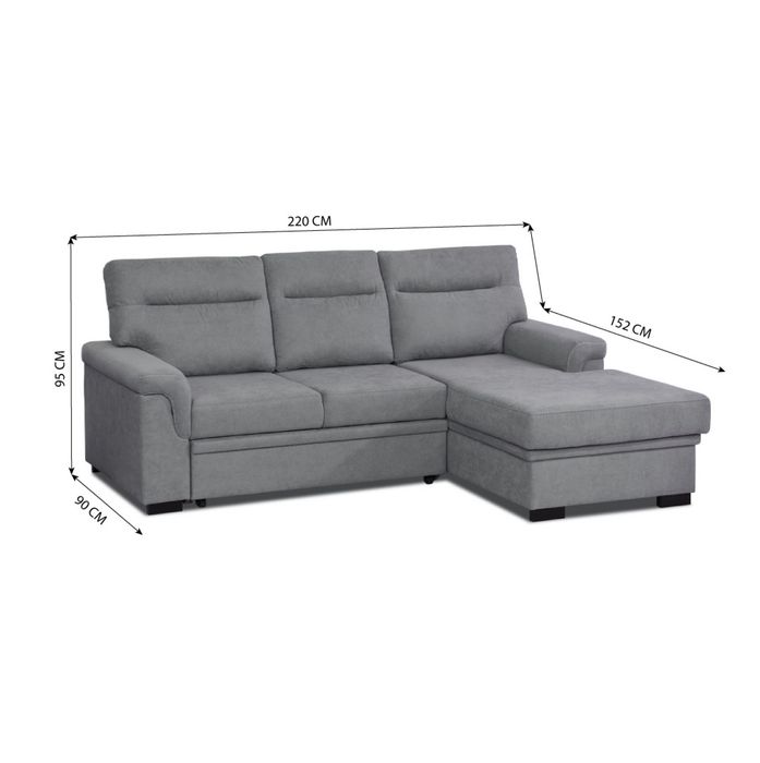 Sofá cama 3 Lugares com chaise longue