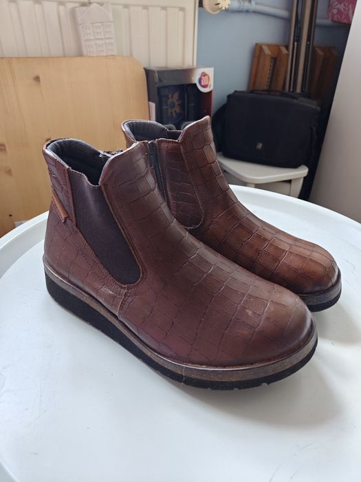 New Feet Medical botki sztyblety skóra krokodyl skórzane ortopedyczne r. 39