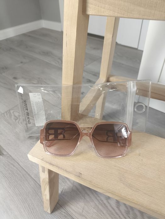 Okulary damskie River Island beżowo złote