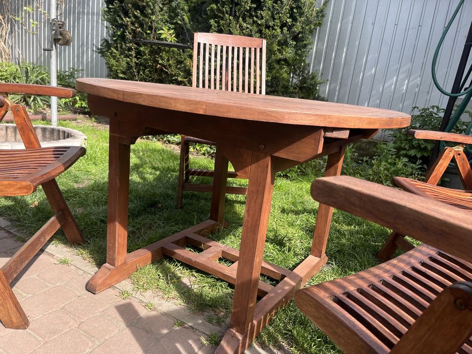 Drewniane meble ogrodowe, komplet