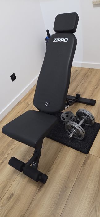 Ławeczka do ćwiczeń regulowana i hantle żeliwne nowe