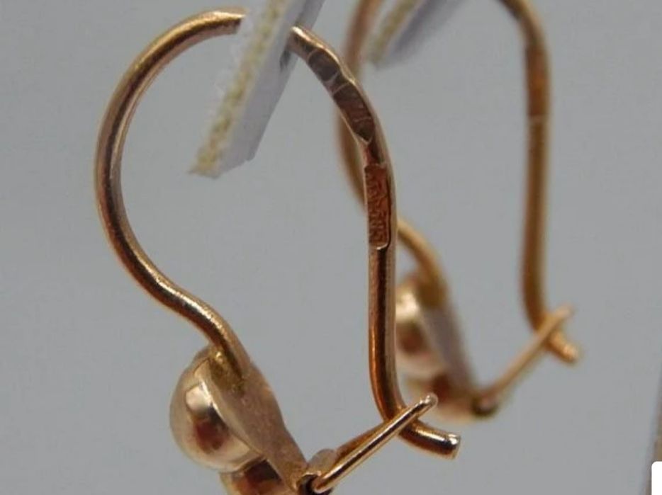 Серьги золотые красное золото 585 проба