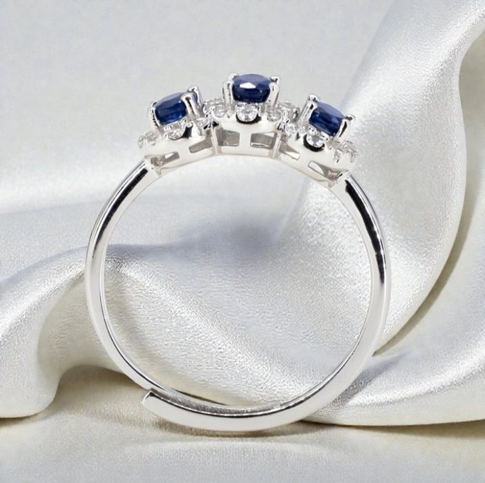 Anel Safira Natural 0,60ct | GEMTEC | Prata 925 | Banho Ouro 18K
