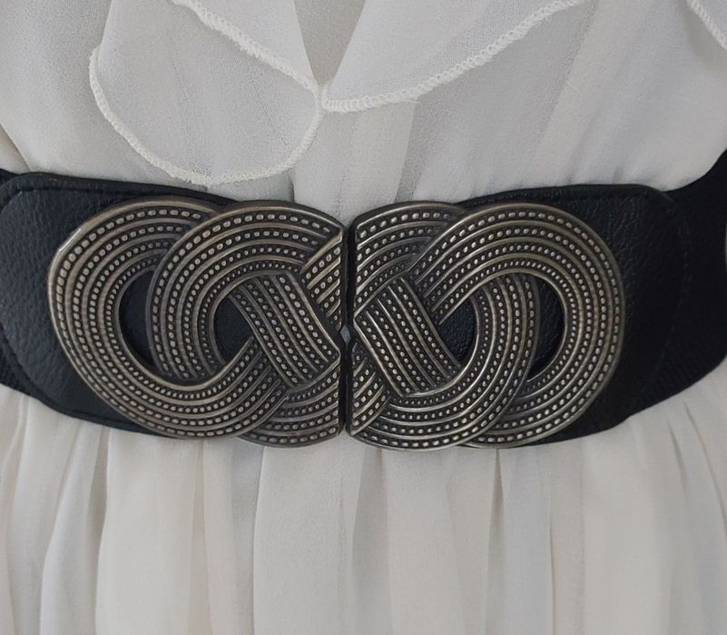 Elastyczny czarny szeroki pasek damski