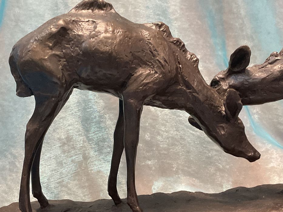 Escultura bronze gazelas 37x13x20 cm