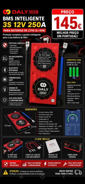 BMS Para baterias lítio 145€. Oportunidade
