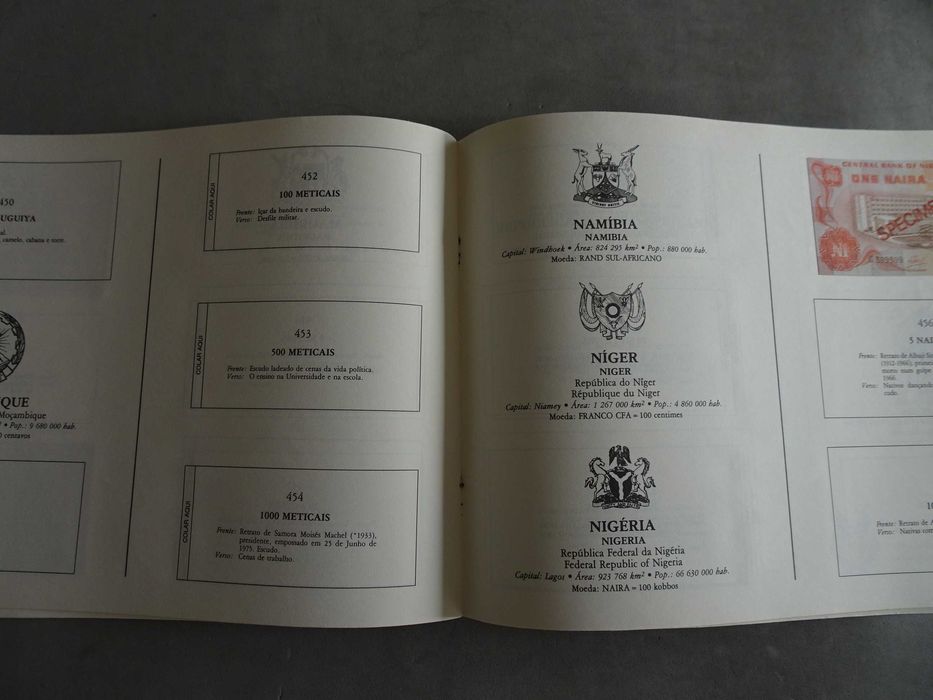 Caderneta de cromos Notas de todo o mundo  África (Tem 26 cromos)