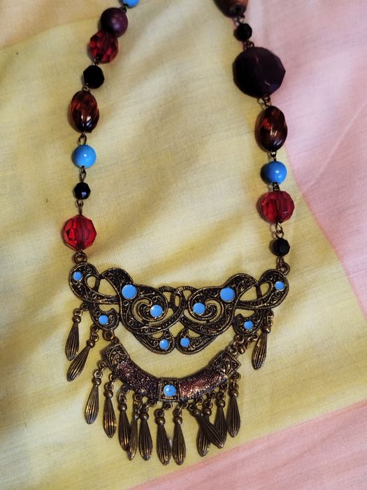 Naszyjnik turkusowy kolorowe korale