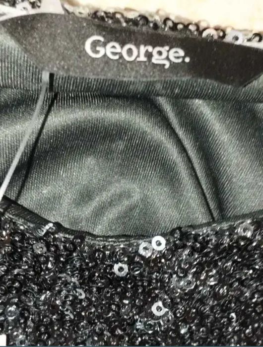 Жіночий темно-сірий топ на бретельках в паєтках  George 54-56