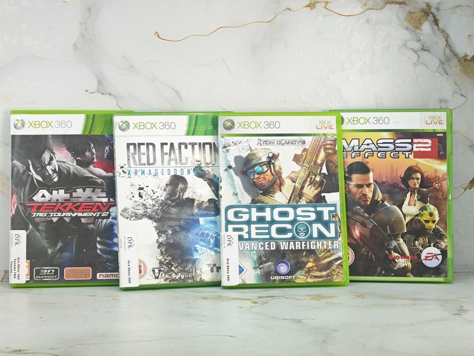 Zestaw czterech gier na XBOX 360 - Tekken Tag Tournament 2, Mass Effect 2, Red Faction, Ghost Recon