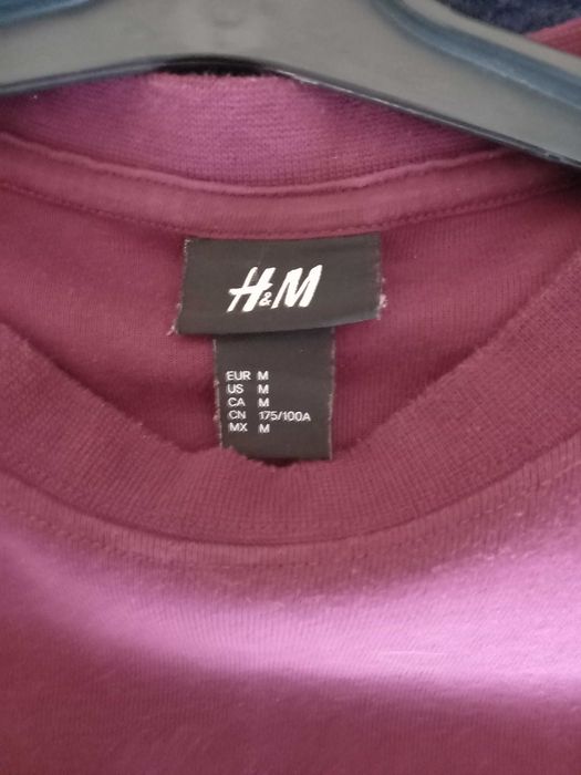 H&M plum black striped crew neck pullover sweater M
