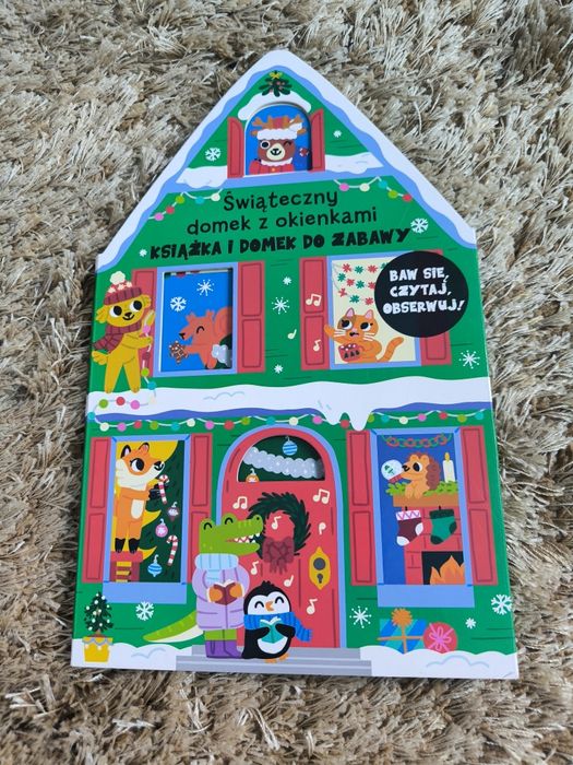 Świąteczny domek z okienkami książka książeczka i domek do zabawy
