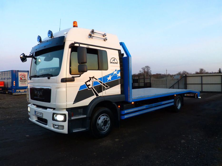 MAN TGM 15.290 POMOC DROGOWA AUTOLAWETA SPECJALNY EURO 5 DMC 15.500 KG ŁADOWNOŚĆ 9.000 KG XENON  dł.7.40 , super stan , manual, blokada mostu