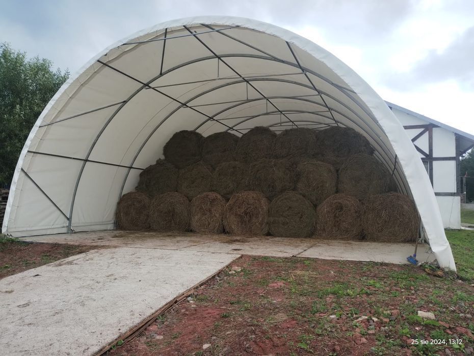 Hala namiotowa łukowa 9,15x12m Wytrzymała Konstrukcja Lato/Zima na baloty