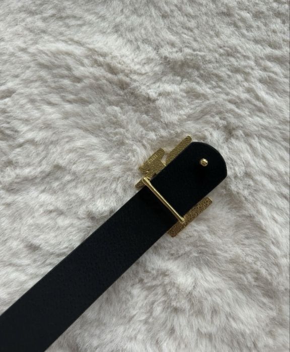 Pasek czarny ralph lauren złota klamra