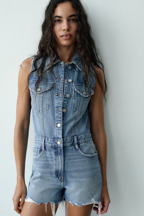 Джинсовий комбінезон Zara xs, ромпер, джинсовый комбинезон Зара