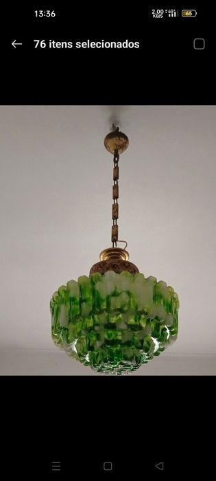 Candeeiro de teto vidro opalino verdel