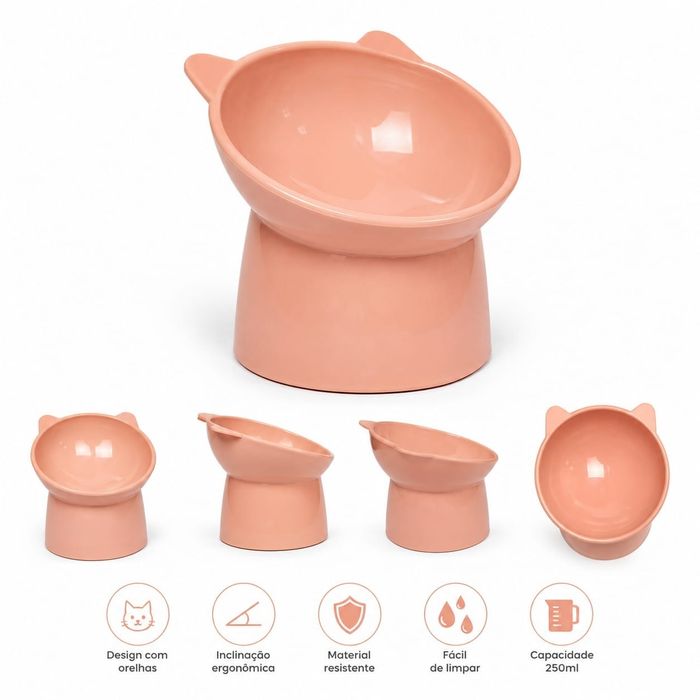 Comedouro Ergonomico Elevado Pet com Orelhinhas – Proteção pra Coluna do Seu Pet! ***Frete Grátis Portugal continental ***