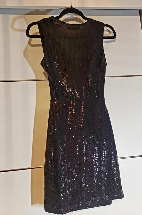 ZARA cudna mini SUKIENKA czarna cekiny sexy S