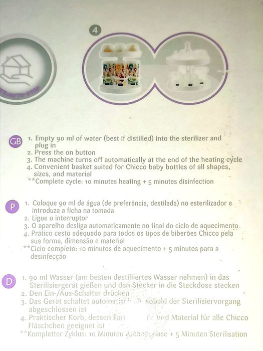 Esterilizador da Chicco para biberões