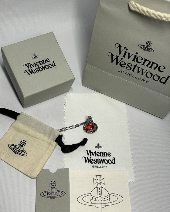 Кулон Red Orb Vivienne Westwood / Ланцюг на шию червоний унісекс