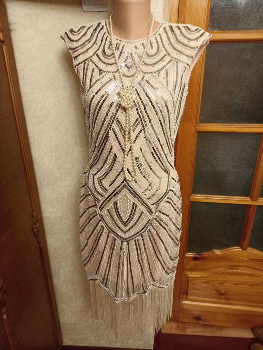 Розкішна золотиста весільна сукня у стилі Великого Гетсбі, розмір M