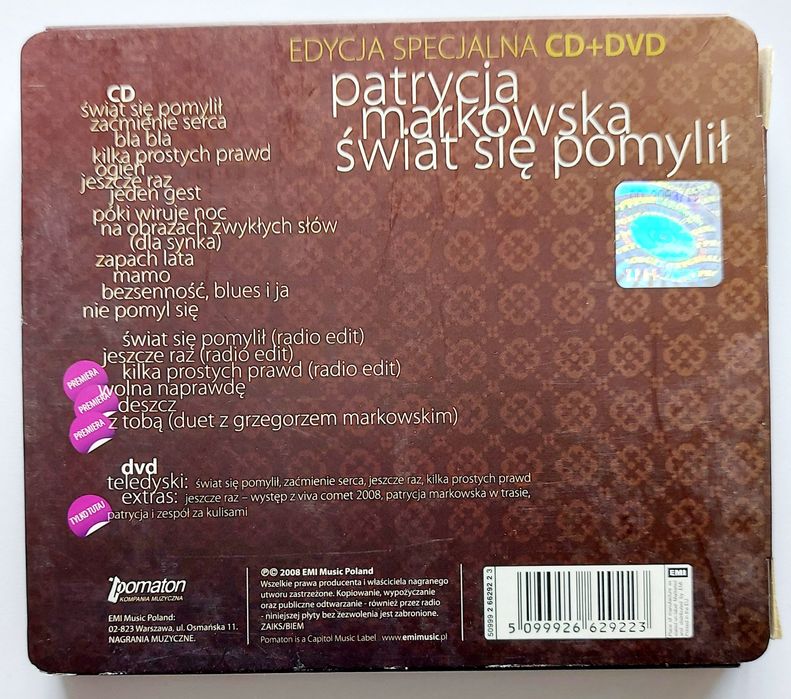 Patrycja Markowska Świat Się Pomylił CD+DVD 2008r