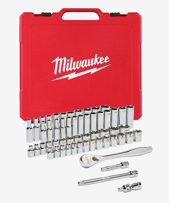 Набір головок хромованих метричних та дюймових 3/8'' MILWAUKEE (56шт)