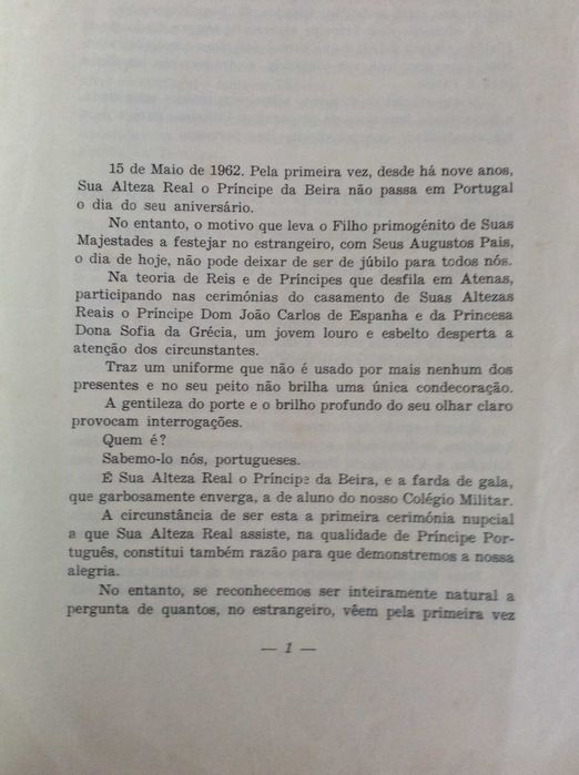 Excelente preço- Livro 10. Frederico de Sá Perry Vidal. O Príncipe Real. Lisboa, 1962