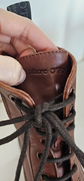 Trzewiki botki sznurowane brązowe skórzane marc o Polo nowe