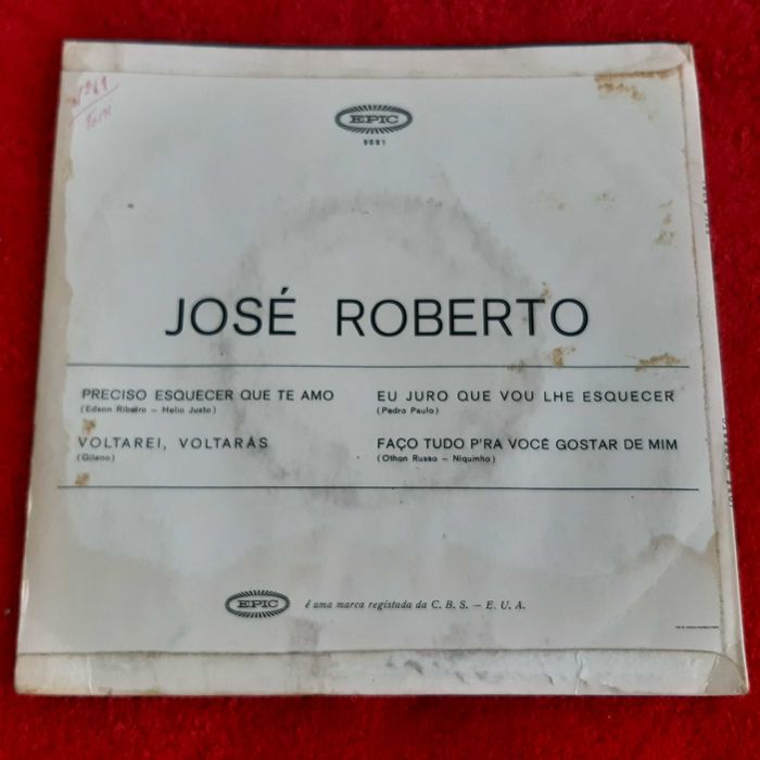 Disco Vinil Single EP José Roberto - Preciso Esquecer que te Amo  + 3 Músicas