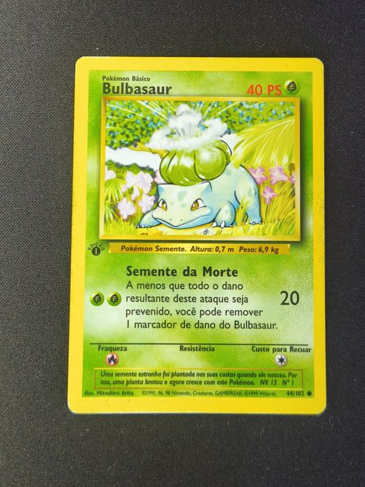 Carta Pokemon Bulbasaur Base Set 1a Edição PT