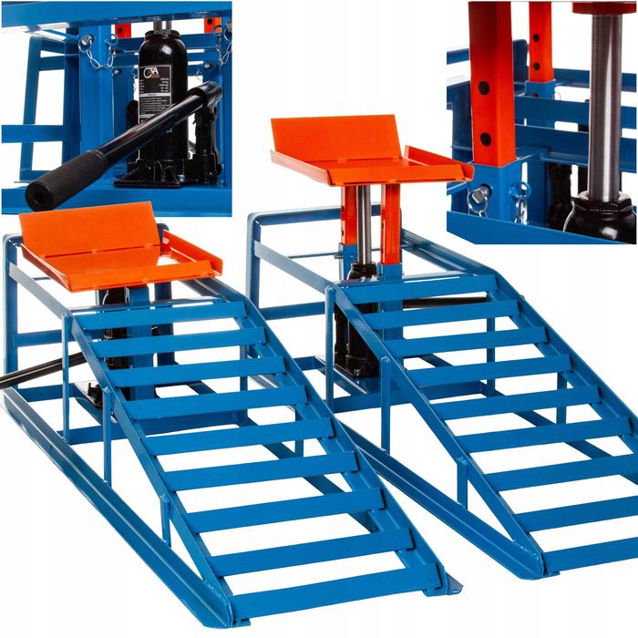 Rampy najazdowe z podnośnikiem hydraulicznym platformy 2SZT MOCNE metalowe
