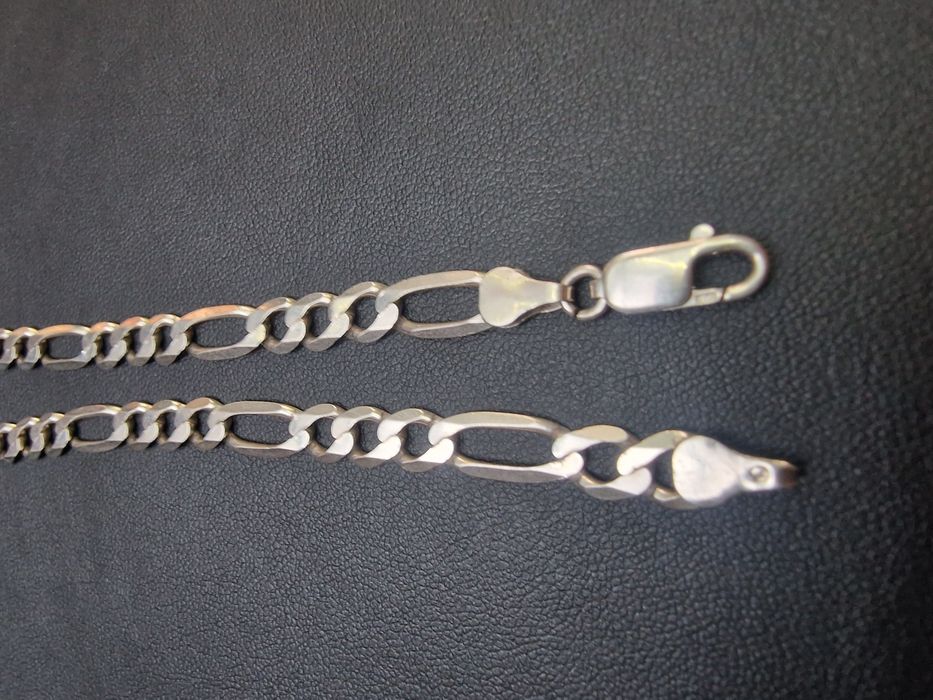 Srebrny łańcuszek splot Figaro ładny szykowny próba 925 srebro