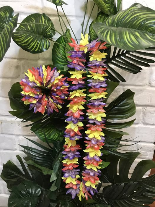 гавайская лея пышная , гавайские бусы, браслет, цветок, гавайская юбка