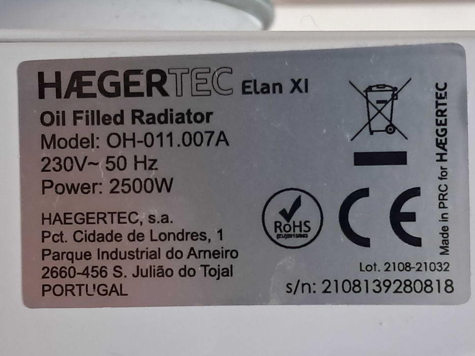 Aquecedor a Óleo Haeger 2500W — Potente, Silencioso e Económico!