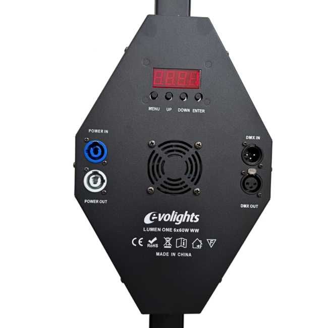EVOLIGHTS LUMEN ONE 6x60W WW 96x0,5W RGB LED reflektor sceniczny retro