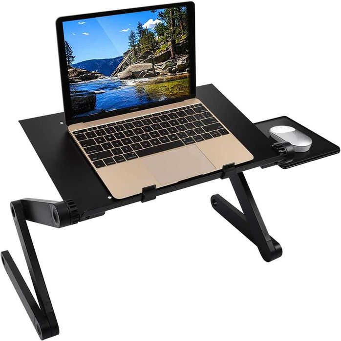 Stolik pod laptop aluminium regulowany składany + półka na mysz