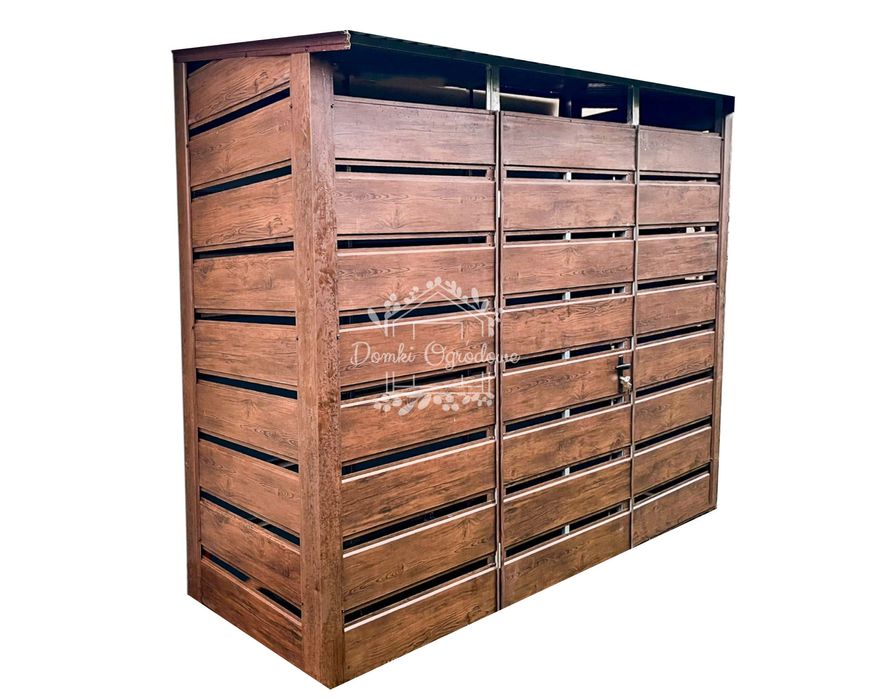 Wiata śmietnikowa 3x0,8m zabudowana panelami drewnopodobny ID807