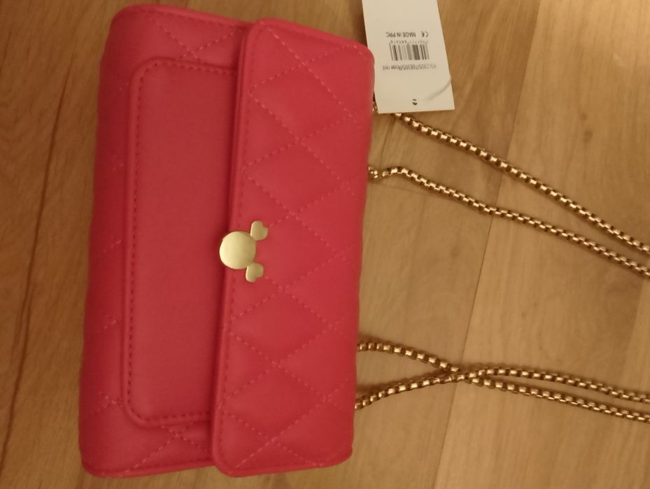 Nowa mała pikowana torebka ala Tous w kolorze fuksji