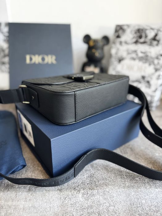Сумка чоловіча чорна Christian Dior Saddle натуральна шкіра диор