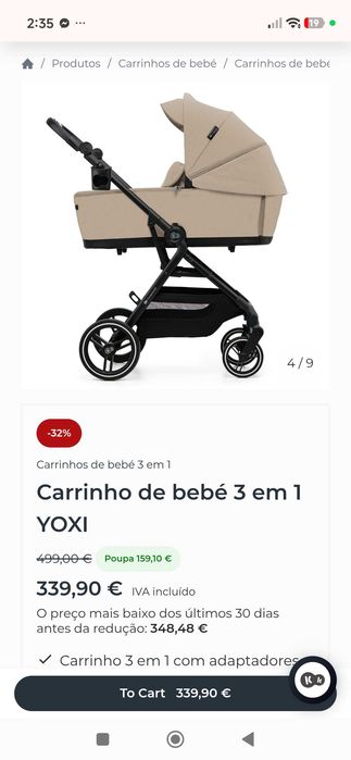 Carrinho KINDERKRAFT de Bebé Universal Yoxi 3 em 1 (Bege)