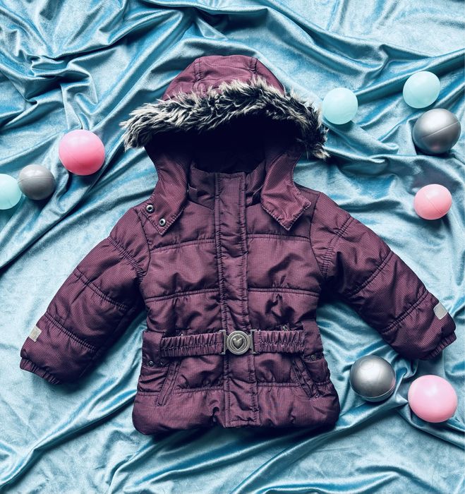 Bordowa pikowana kurteczka z kapturem Lupilu rozmiar metki 86