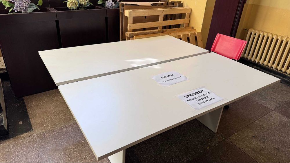 Biurko podwójne DOUBLE SOLID, 180x165 cm, białe