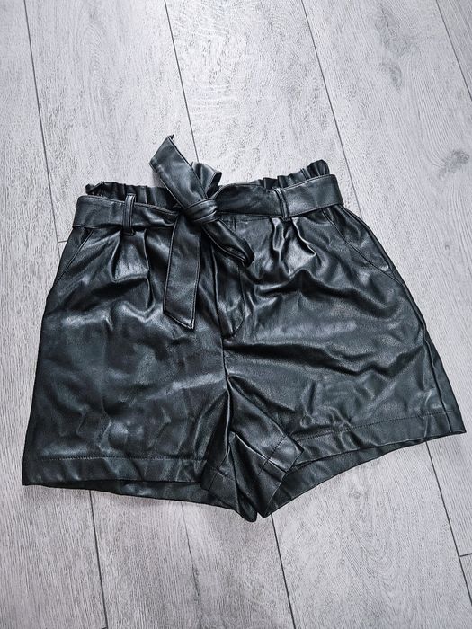 Skorzane szorty spodenki new yorker amisu z paskiem wiązane