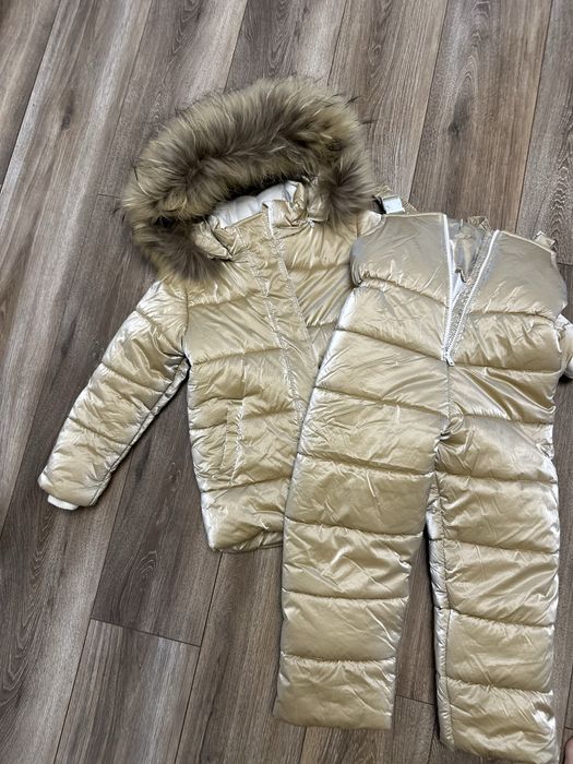 Зимовий комплект костюм комбінезон 116-122 беж бархат teplee.net